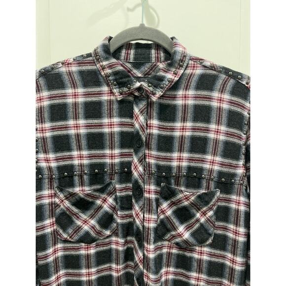 Rails Plaid Long Sleeve Studded Blouse Button Down Shirt Sz XS - Picture 2 of 8